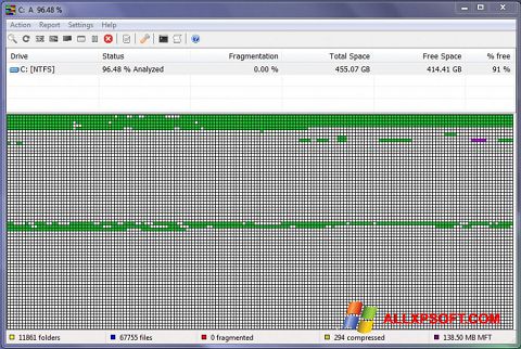 لقطة شاشة UltraDefrag لنظام التشغيل Windows XP