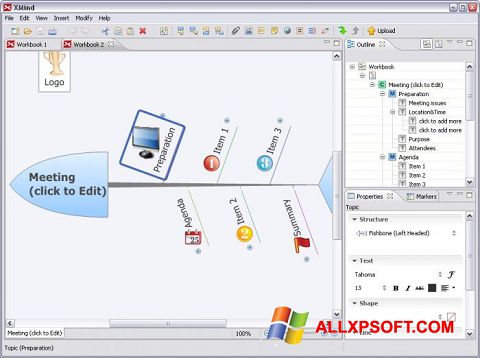 لقطة شاشة XMind لنظام التشغيل Windows XP