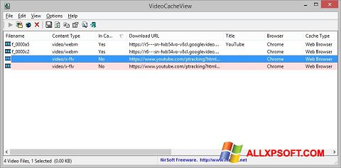 لقطة شاشة VideoCacheView لنظام التشغيل Windows XP