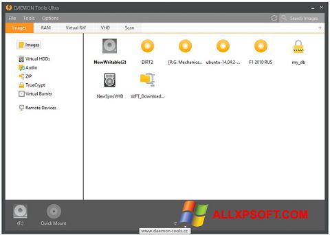 لقطة شاشة DAEMON Tools Ultra لنظام التشغيل Windows XP