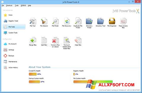 لقطة شاشة jv16 PowerTools لنظام التشغيل Windows XP