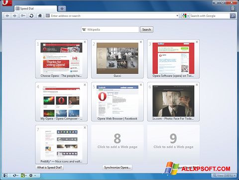 لقطة شاشة Opera لنظام التشغيل Windows XP