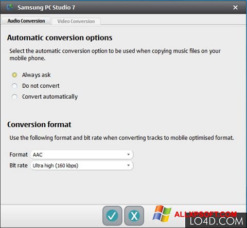 لقطة شاشة Samsung PC Studio لنظام التشغيل Windows XP