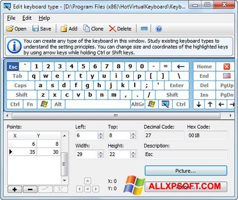 لقطة شاشة Virtual Keyboard لنظام التشغيل Windows XP