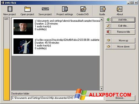 لقطة شاشة DVD Flick لنظام التشغيل Windows XP