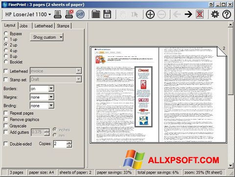 لقطة شاشة FinePrint لنظام التشغيل Windows XP