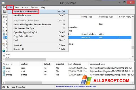 لقطة شاشة Unassociate File Types لنظام التشغيل Windows XP
