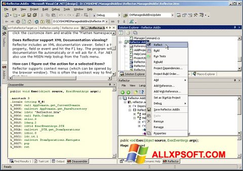 لقطة شاشة Reflector لنظام التشغيل Windows XP