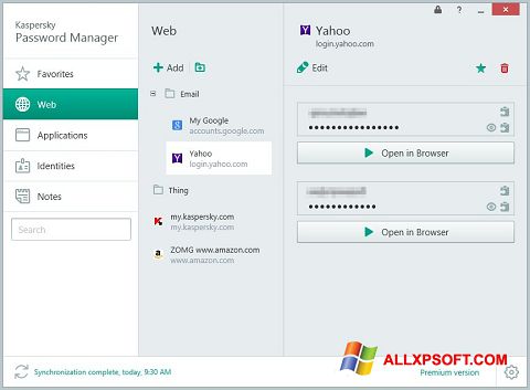 لقطة شاشة Kaspersky Password Manager لنظام التشغيل Windows XP