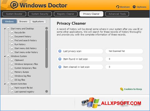 لقطة شاشة Windows Doctor لنظام التشغيل Windows XP