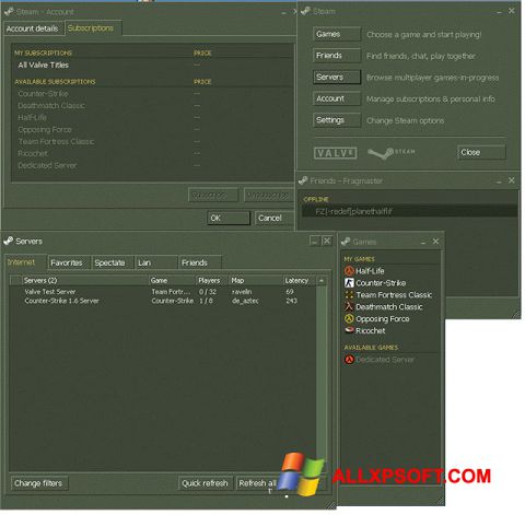 لقطة شاشة Steam لنظام التشغيل Windows XP