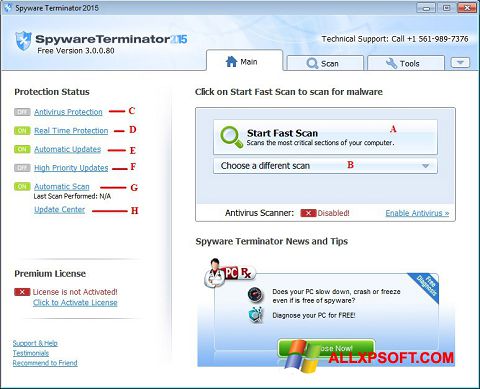 لقطة شاشة Spyware Terminator لنظام التشغيل Windows XP
