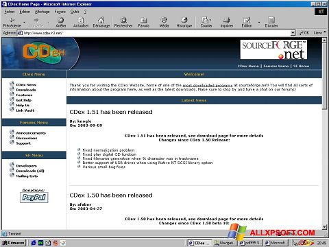 لقطة شاشة CDex لنظام التشغيل Windows XP
