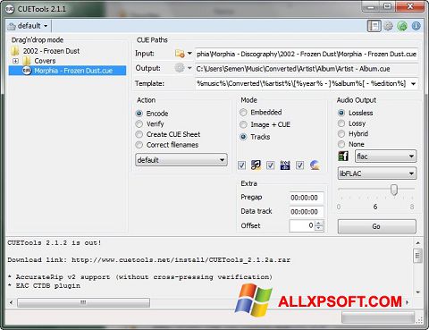 لقطة شاشة CUETools لنظام التشغيل Windows XP
