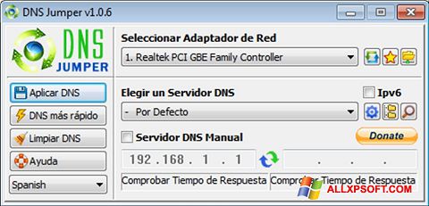 لقطة شاشة DNS Jumper لنظام التشغيل Windows XP