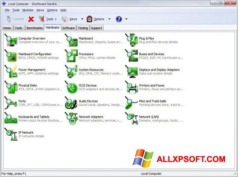 لقطة شاشة SiSoftware Sandra لنظام التشغيل Windows XP