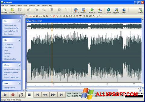 لقطة شاشة WavePad Sound Editor لنظام التشغيل Windows XP