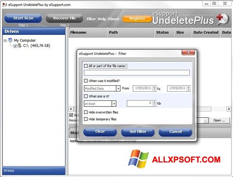لقطة شاشة Undelete Plus لنظام التشغيل Windows XP