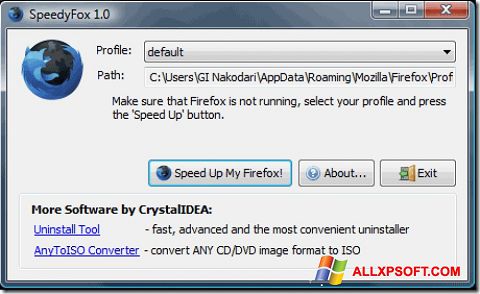 لقطة شاشة SpeedyFox لنظام التشغيل Windows XP