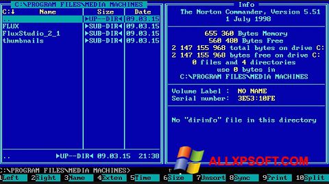 لقطة شاشة Norton Commander لنظام التشغيل Windows XP