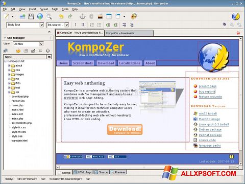 لقطة شاشة KompoZer لنظام التشغيل Windows XP