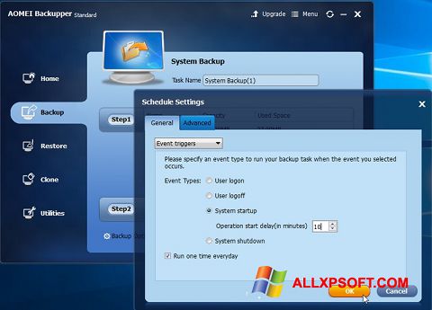 لقطة شاشة AOMEI Backupper لنظام التشغيل Windows XP