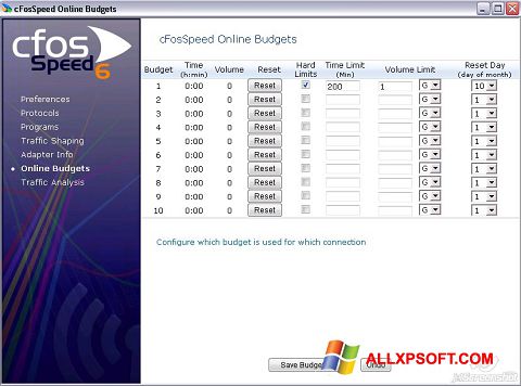 لقطة شاشة cFosSpeed لنظام التشغيل Windows XP