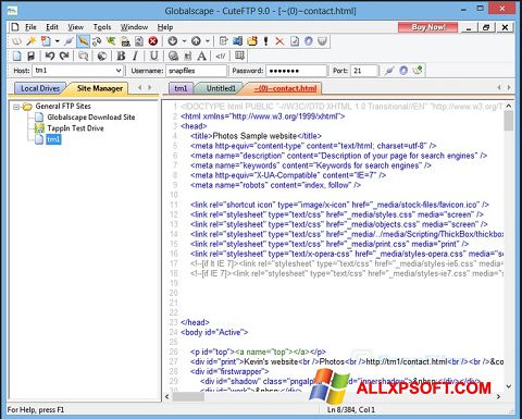 لقطة شاشة CuteFTP لنظام التشغيل Windows XP