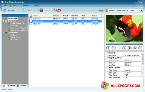 لقطة شاشة Any Video Converter لنظام التشغيل Windows XP