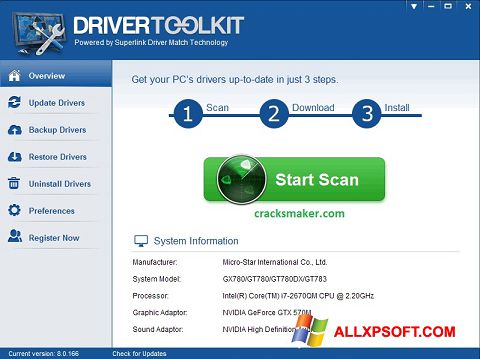 لقطة شاشة Driver Toolkit لنظام التشغيل Windows XP