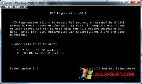 لقطة شاشة HDD Regenerator لنظام التشغيل Windows XP