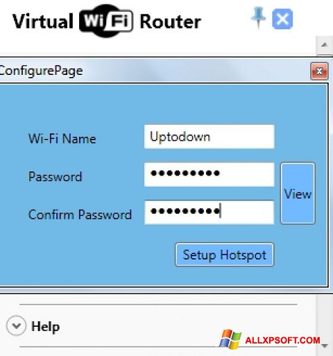 لقطة شاشة Virtual WiFi Router لنظام التشغيل Windows XP