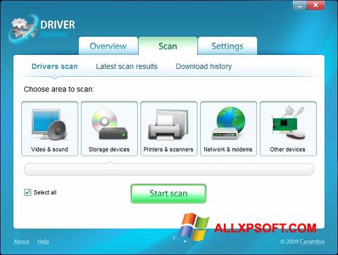 لقطة شاشة Carambis Driver Updater لنظام التشغيل Windows XP
