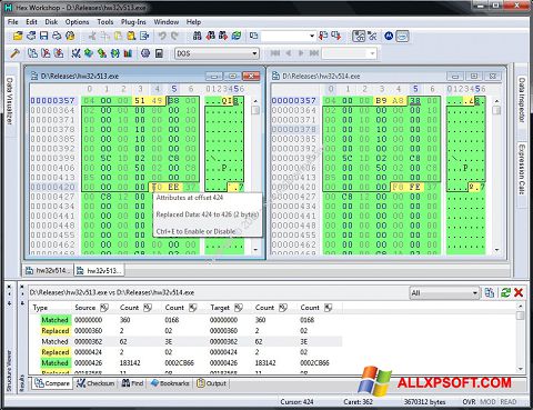 لقطة شاشة Hex Workshop لنظام التشغيل Windows XP