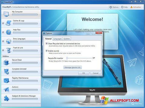 لقطة شاشة CleanMyPC لنظام التشغيل Windows XP