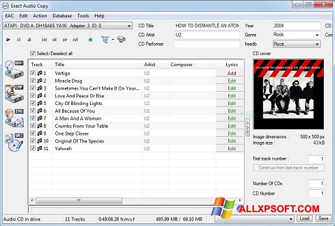 لقطة شاشة Exact Audio Copy لنظام التشغيل Windows XP