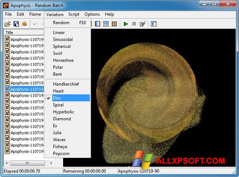 لقطة شاشة Apophysis لنظام التشغيل Windows XP