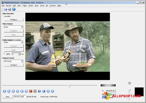 لقطة شاشة Avidemux لنظام التشغيل Windows XP