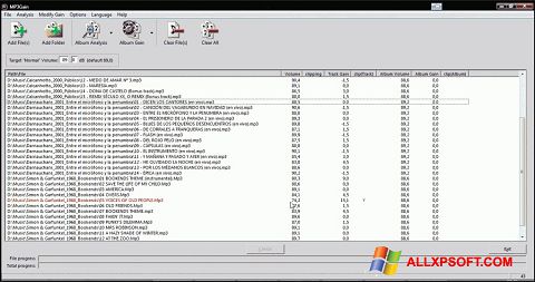 لقطة شاشة MP3Gain لنظام التشغيل Windows XP