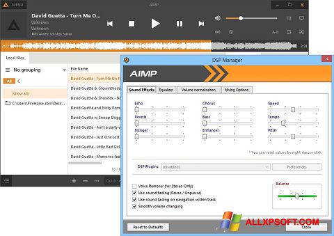 لقطة شاشة AIMP لنظام التشغيل Windows XP