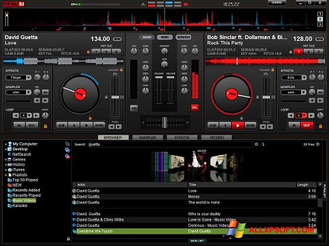 لقطة شاشة Virtual DJ Pro لنظام التشغيل Windows XP