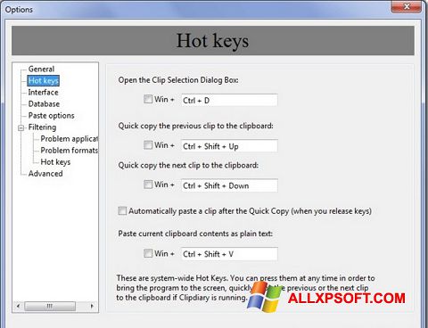 لقطة شاشة Clipdiary لنظام التشغيل Windows XP