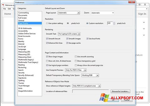 لقطة شاشة Adobe Acrobat Reader DC لنظام التشغيل Windows XP