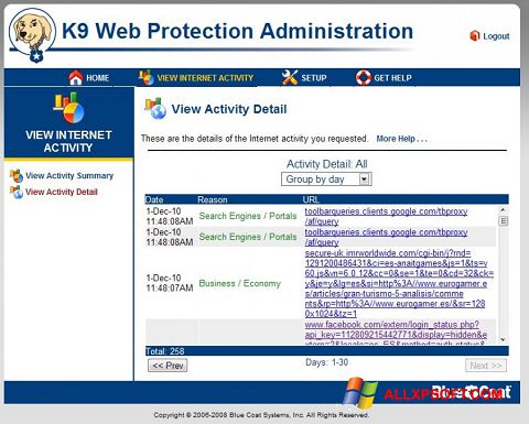 لقطة شاشة K9 Web Protection لنظام التشغيل Windows XP