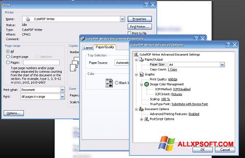 لقطة شاشة CutePDF Writer لنظام التشغيل Windows XP
