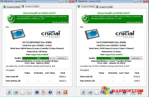لقطة شاشة SSDLife لنظام التشغيل Windows XP
