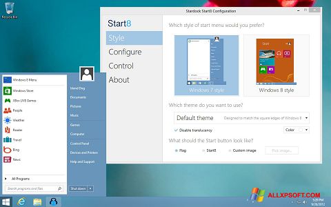 لقطة شاشة Start8 لنظام التشغيل Windows XP