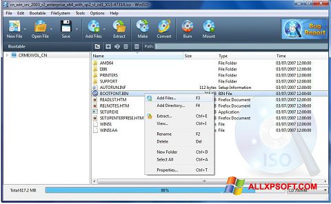 لقطة شاشة WinISO لنظام التشغيل Windows XP