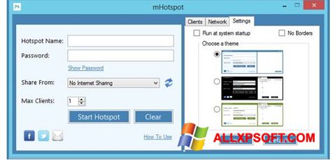 لقطة شاشة mHotspot لنظام التشغيل Windows XP