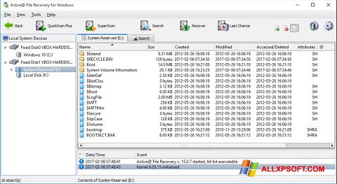 لقطة شاشة Active File Recovery لنظام التشغيل Windows XP